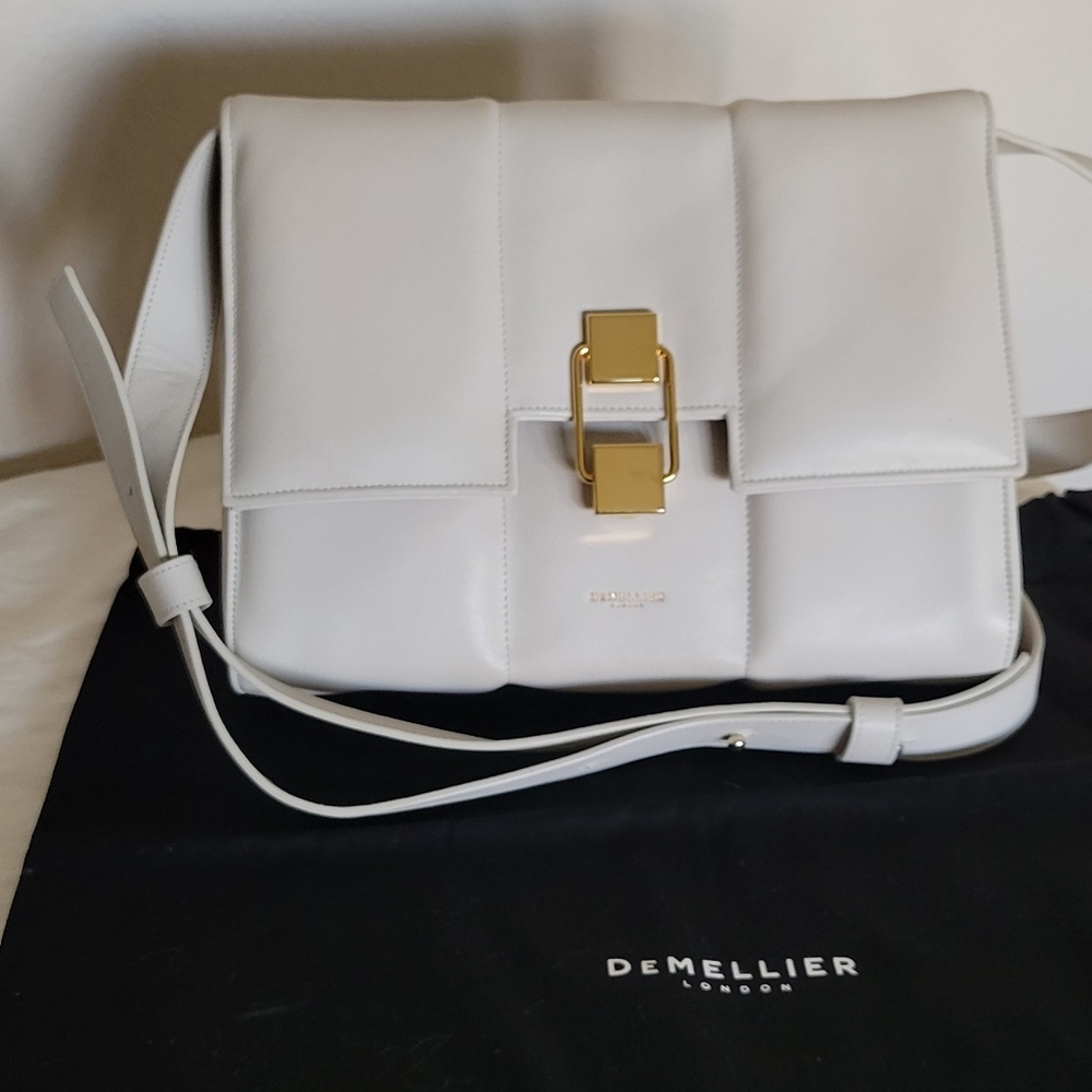 DeMellier Alexandria  Cream Shoulder Bag with Gold Accent
